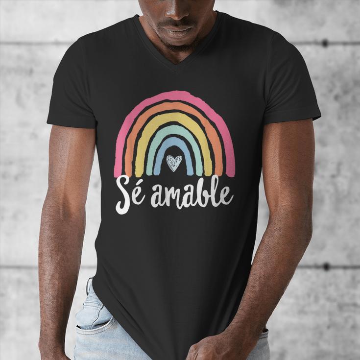 Sé Amable Spanish Bilingual Teacher Be Kind Boho Rainbow Men's V-Neck T-Shirt, funny design Sé Amable Spanish Bilingual Teacher Be Kind Boho Rainbow Men's V-Neck T-Shirt, funny design