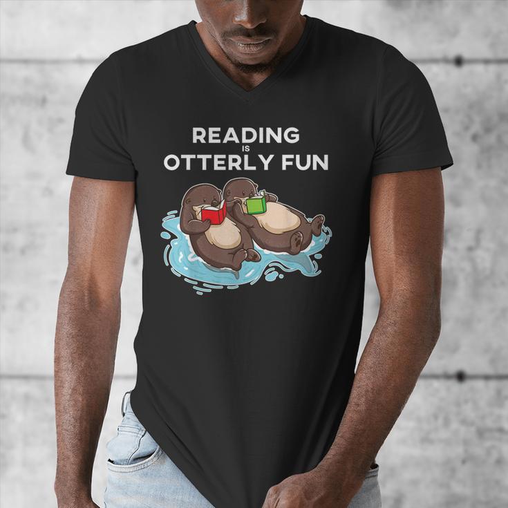 Sea Otter Book Reading Shirt For Bookworm Teachers Men's V-Neck T-Shirt, funny design