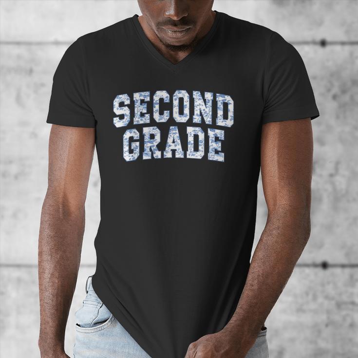 Second Grade Floral Blue Back To School 2nd Grade Teacher Men's V-Neck T-Shirt, 2nd Grade Teacher Gifts, funny design Second Grade Floral Blue Back To School 2nd Grade Teacher Men's V-Neck T-Shirt, 2nd Grade Teacher Gifts, funny design
