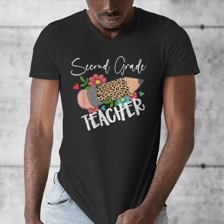 Second Grade Teacher Leopard Pencil 2nd Grade Women Teacher Men's V-Neck T-Shirt, 2nd Grade Teacher Gifts, funny design Second Grade Teacher Leopard Pencil 2nd Grade Women Teacher Men's V-Neck T-Shirt, 2nd Grade Teacher Gifts, funny design