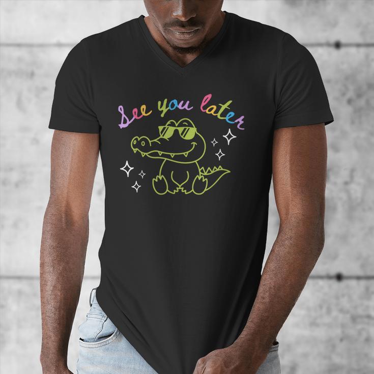 See You Later Teacher Summer Alligator Last Day Of School Men's V-Neck T-Shirt, funny design See You Later Teacher Summer Alligator Last Day Of School Men's V-Neck T-Shirt, funny design