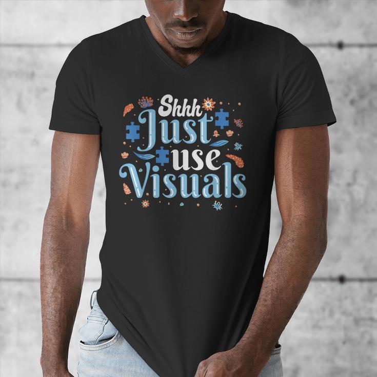 Shhh Just Use Visuals SPED Special Education Teacher Men Women Men's V-Neck T-Shirt, funny design Shhh Just Use Visuals SPED Special Education Teacher Men Women Men's V-Neck T-Shirt, funny design