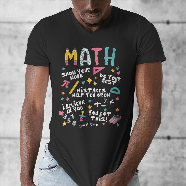 Show Your Work Math Teacher First Day Back To School Men's V-Neck T-Shirt, funny design