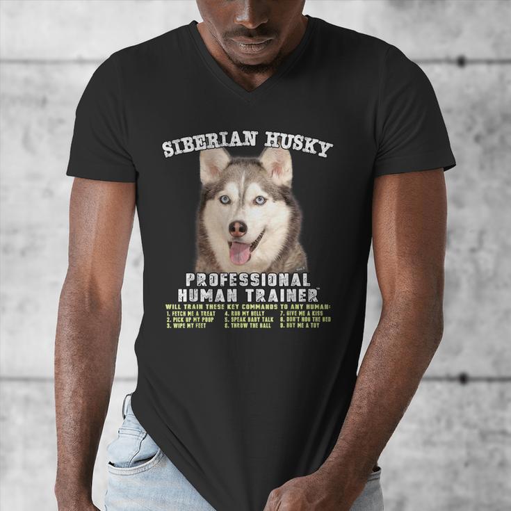 Siberian Husky Professional Human Trainer Men's V-Neck T-Shirt, funny design