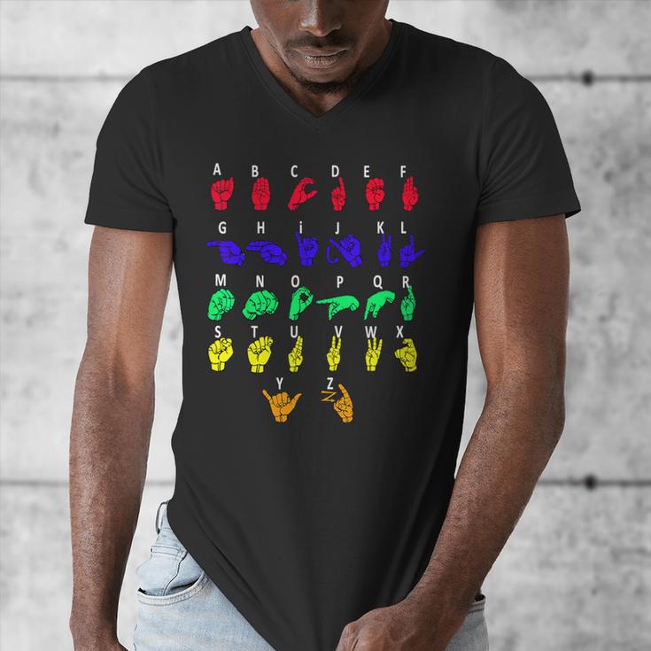 Sign Language Alphabet For ASL Interpreter Deaf Teacher Stud For Men Women Girls Kids Men's V-Neck T-Shirt, funny design