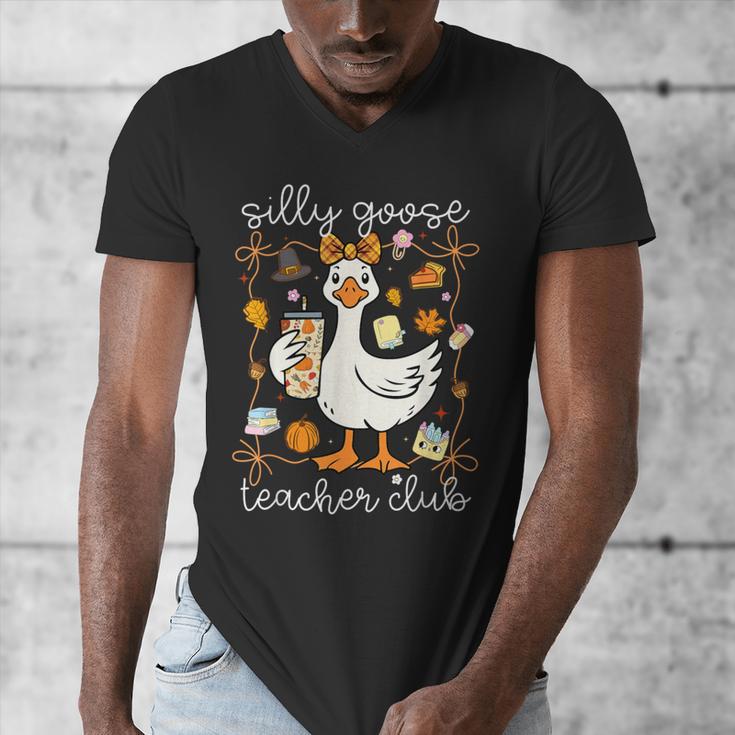 Silly Goose Teachers Club Cozy Fall Teacher Men's V-Neck T-Shirt, funny design Silly Goose Teachers Club Cozy Fall Teacher Men's V-Neck T-Shirt, funny design