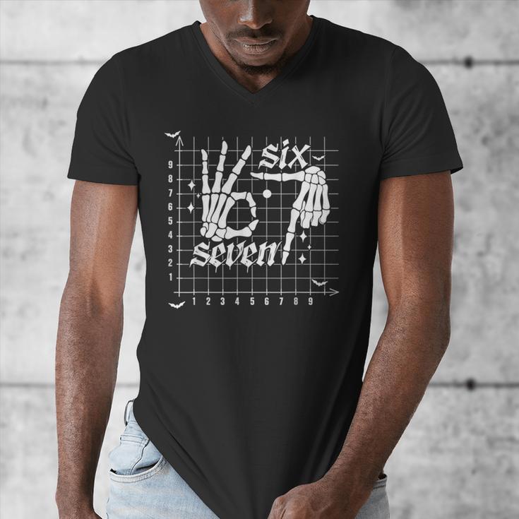 Six Seven Coordinate 67 Skeleton Math Teacher 67 Men's V-Neck T-Shirt, funny design Six Seven Coordinate 67 Skeleton Math Teacher 67 Men's V-Neck T-Shirt, funny design