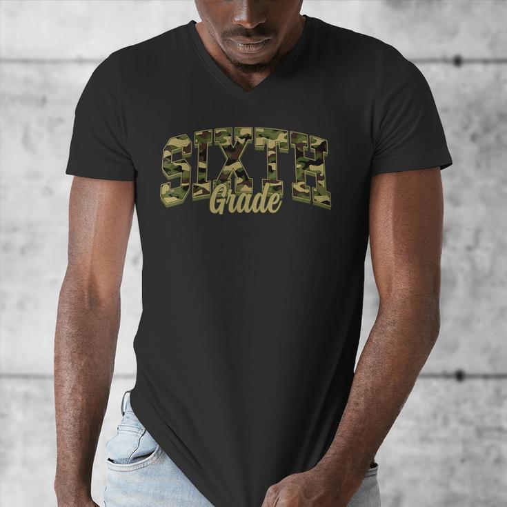 Sixth Grade Teacher Student Camouflage Back To School Men's V-Neck T-Shirt, funny design