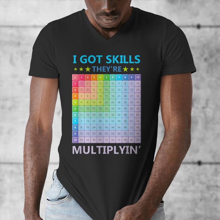 I Got Skills They'Re Multiplying Math Teacher Students Men's V-Neck T-Shirt, funny design I Got Skills They'Re Multiplying Math Teacher Students Men's V-Neck T-Shirt, funny design