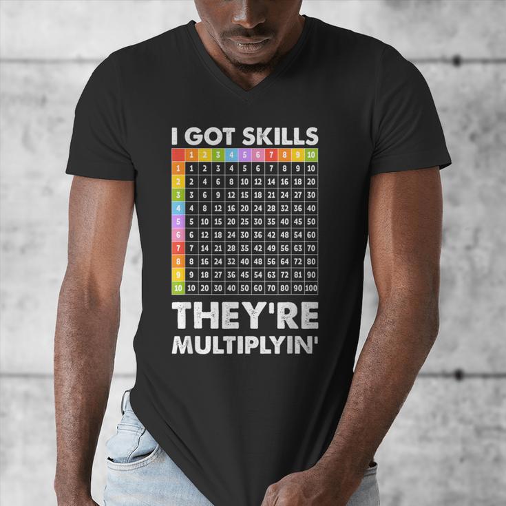 I Got Skills They'Re Multiplying Nerd Math Teacher Men's V-Neck T-Shirt, funny design I Got Skills They'Re Multiplying Nerd Math Teacher Men's V-Neck T-Shirt, funny design