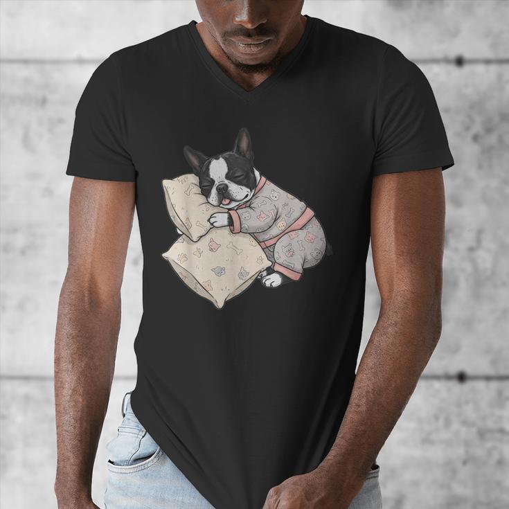 Sleepy Boston Terrier Pajama Men Women Kids Men's V-Neck T-Shirt, funny design