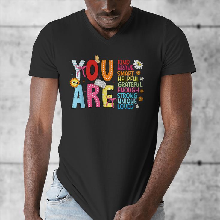 You Are Smart Brave Strong Kind Loved Motivation Teacher Kid Men's V-Neck T-Shirt, funny design