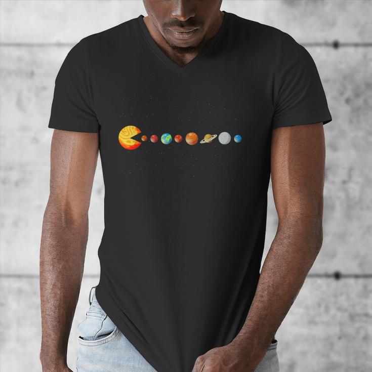 Solar System Teacher Video Games Sun Eating Planets Men's V-Neck T-Shirt, funny design Solar System Teacher Video Games Sun Eating Planets Men's V-Neck T-Shirt, funny design
