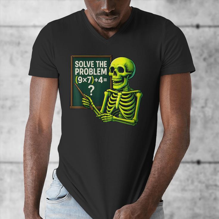 Solve The Problem Skeleton Teacher Halloween Math Six Seven Men's V-Neck T-Shirt, funny design Solve The Problem Skeleton Teacher Halloween Math Six Seven Men's V-Neck T-Shirt, funny design