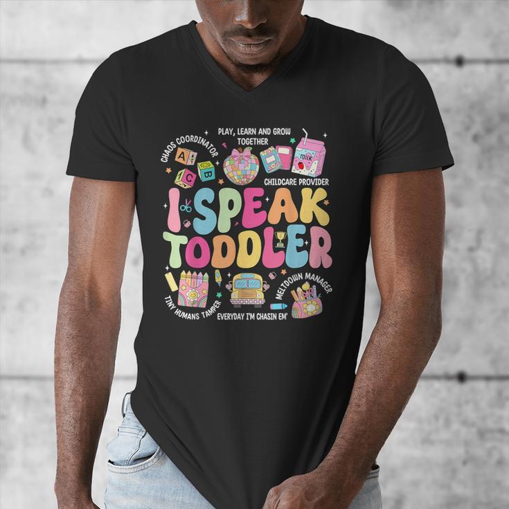 I Speak Toddler Back To School Teacher Men's V-Neck T-Shirt, funny design