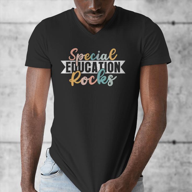 Special Education Rocks Sped Teacher Students Back To School Men's V-Neck T-Shirt, funny design