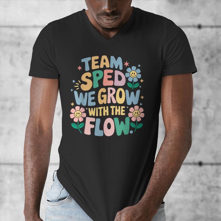 Special Education Teacher Team SPED Grow With The Flow Men's V-Neck T-Shirt, funny design Special Education Teacher Team SPED Grow With The Flow Men's V-Neck T-Shirt, funny design