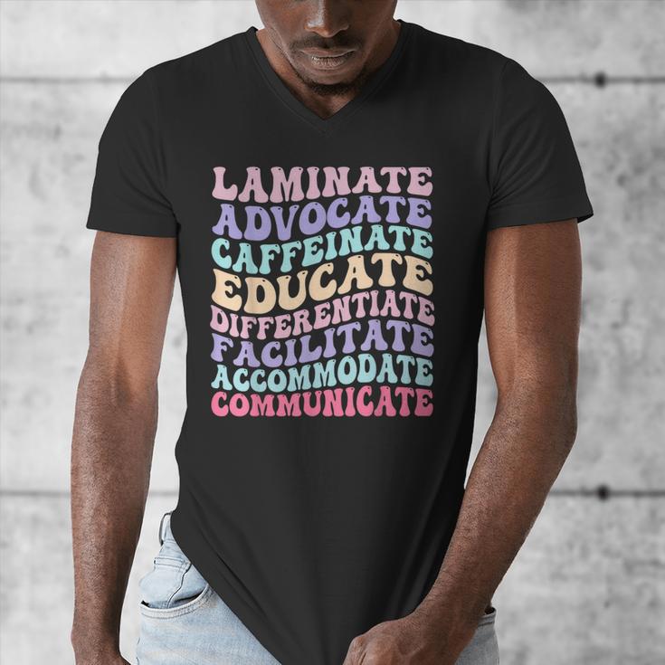 Sped Caffeinate Advocate Laminate Educate Teacher Men's V-Neck T-Shirt, funny design Sped Caffeinate Advocate Laminate Educate Teacher Men's V-Neck T-Shirt, funny design