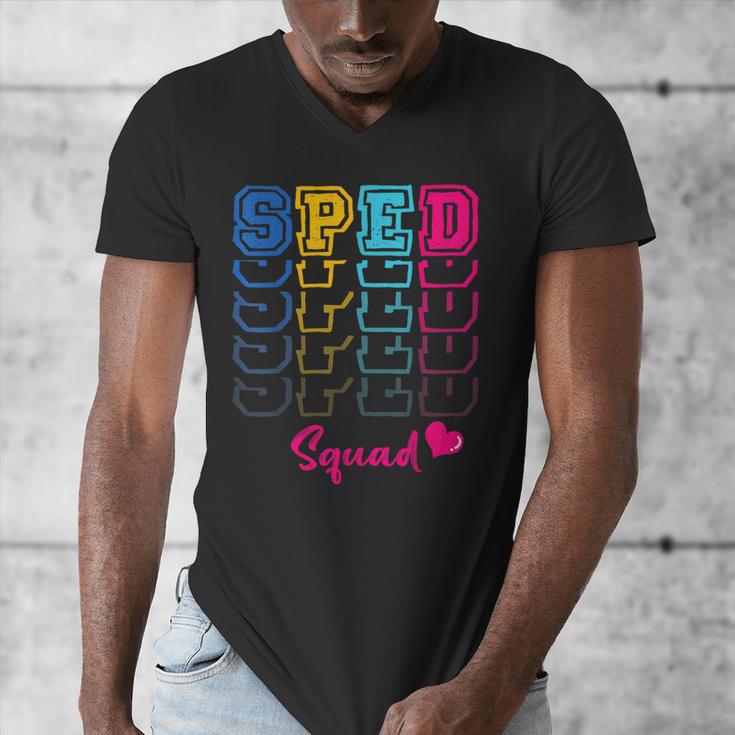 SPED Squad Proud Special Education Para Teacher Colorful Men's V-Neck T-Shirt, funny design SPED Squad Proud Special Education Para Teacher Colorful Men's V-Neck T-Shirt, funny design
