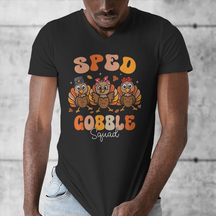 Sped Teacher Gobble Squad Thanksgiving Special Education Men's V-Neck T-Shirt, funny design Sped Teacher Gobble Squad Thanksgiving Special Education Men's V-Neck T-Shirt, funny design