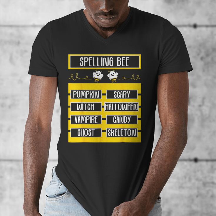 Spelling Bee Halloween Teachers Bee Spelling Competition Men's V-Neck T-Shirt, funny design