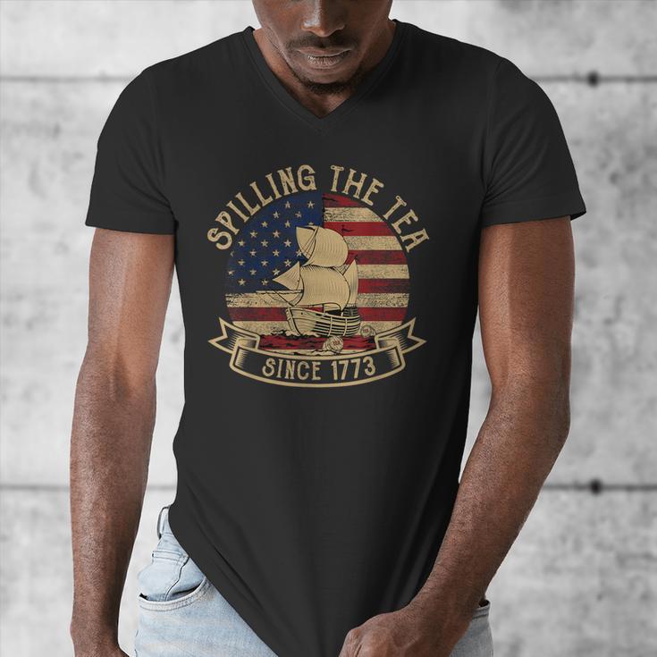 Spilling The Tea Since 1773 American History Teacher Vintage Men's V-Neck T-Shirt, History Teacher Gifts, funny design Spilling The Tea Since 1773 American History Teacher Vintage Men's V-Neck T-Shirt, History Teacher Gifts, funny design