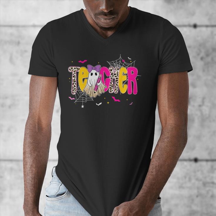 Spooky Halloween Teacher Para Counselor SPED Preppy Boo Kids Men's V-Neck T-Shirt, funny design Spooky Halloween Teacher Para Counselor SPED Preppy Boo Kids Men's V-Neck T-Shirt, funny design