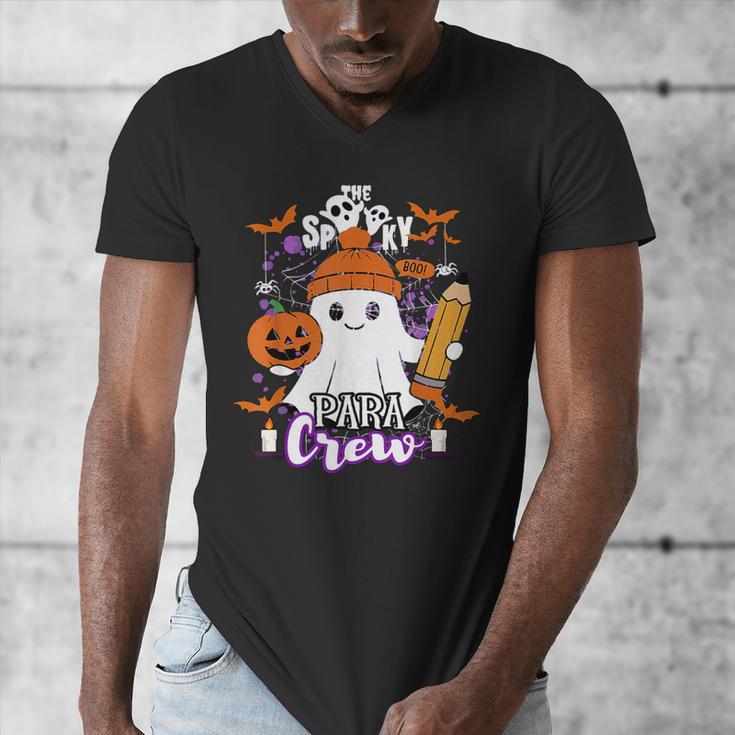 Spooky Para Crew Ghost Halloween Paraprofessional Teacher Men's V-Neck T-Shirt, funny design