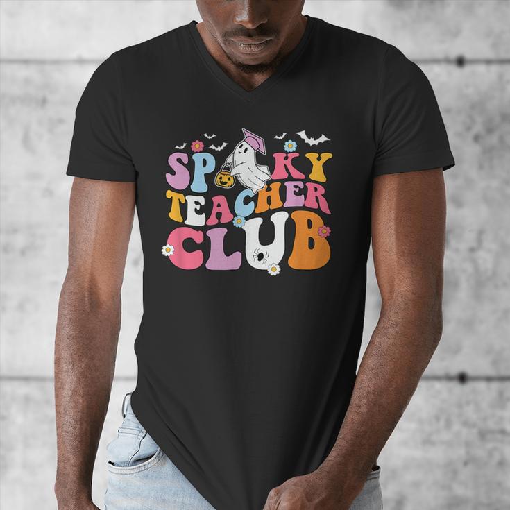 Spooky Teacher Club Halloween Men's V-Neck T-Shirt, funny design Spooky Teacher Club Halloween Men's V-Neck T-Shirt, funny design