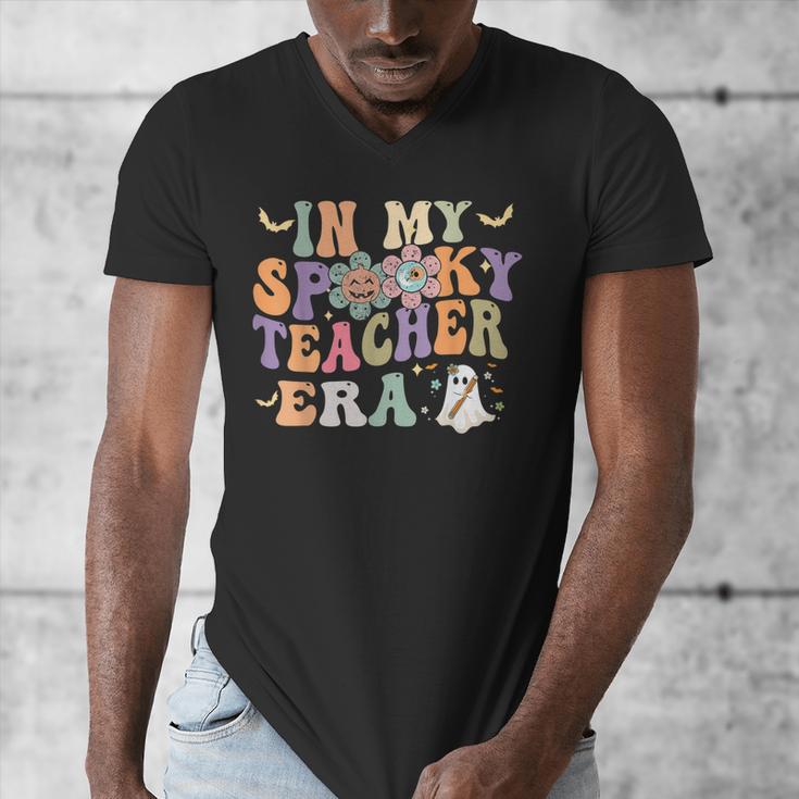 In My Spooky Teacher Era Groovy Hippie Retro Ghost Halloween Men Women Kids Men's V-Neck T-Shirt, Groovy Teacher Gifts, funny design In My Spooky Teacher Era Groovy Hippie Retro Ghost Halloween Men Women Kids Men's V-Neck T-Shirt, Groovy Teacher Gifts, funny design