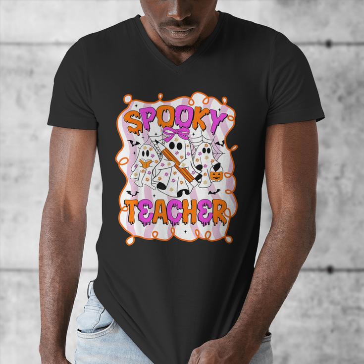 Spooky Teacher Ghost Pencil Teacher Halloween Teacher Men's V-Neck T-Shirt, funny design Spooky Teacher Ghost Pencil Teacher Halloween Teacher Men's V-Neck T-Shirt, funny design