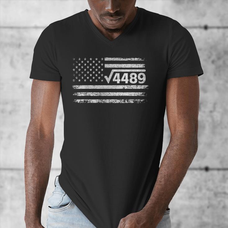 Square Root 4489 Slang Math Teacher Six Seven 6 7 USA Flag Men's V-Neck T-Shirt, funny design