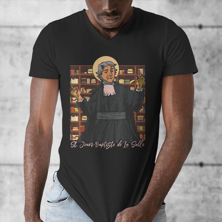 St Jean Baptiste De La Salle Patron Saint Education Teachers Men's V-Neck T-Shirt, funny design