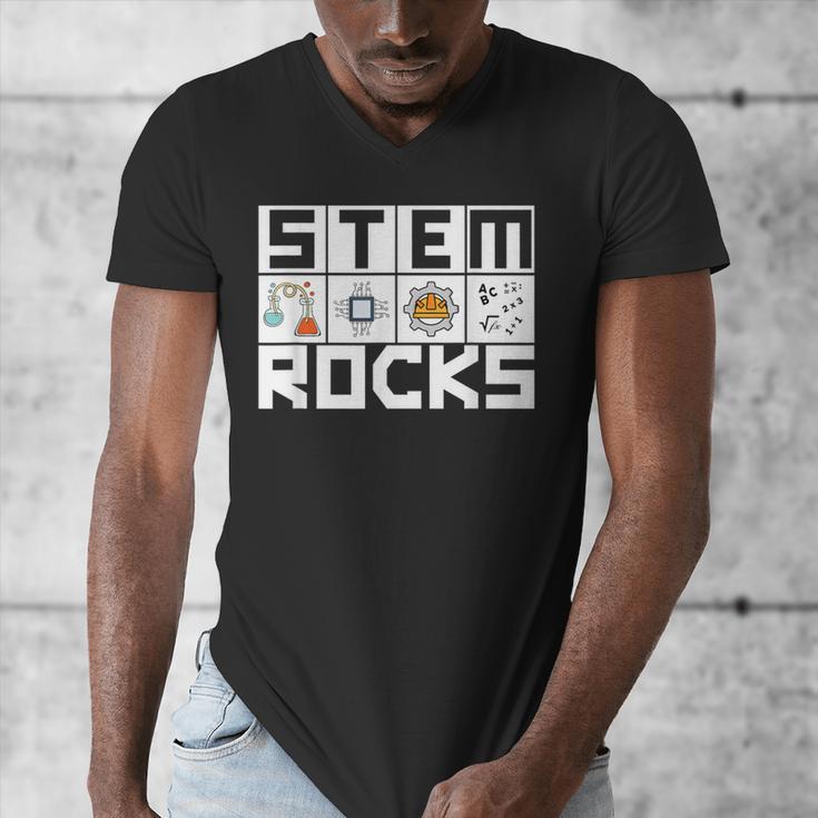 STEM Rocks Science Technology Engineering Math STEM Teacher Men's V-Neck T-Shirt, Science Teacher Gifts, funny design