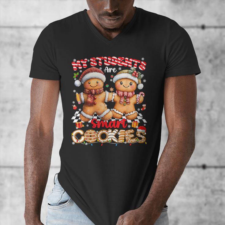 My Student Are Smart Cookies Pjs Christmas Xmas Teacher Men's V-Neck T-Shirt, funny design