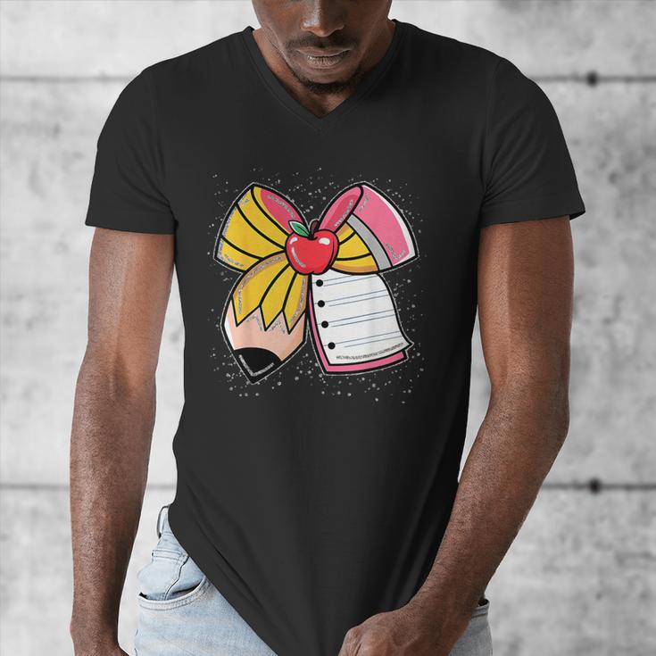 Student Teacher Coquette Bow Pencil Back To School First Day Men's V-Neck T-Shirt, funny design Student Teacher Coquette Bow Pencil Back To School First Day Men's V-Neck T-Shirt, funny design