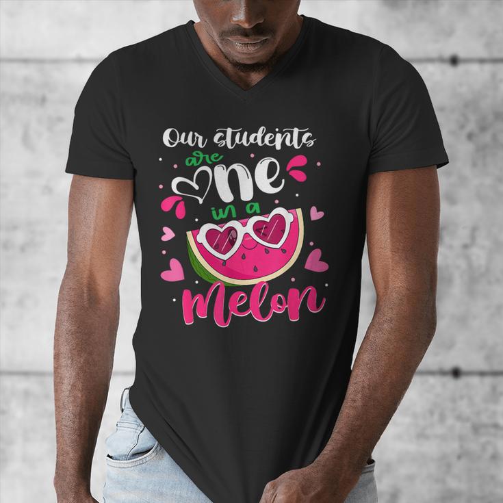 Our Students Are One In A Melon Teacher Watermelon Summer Men's V-Neck T-Shirt, funny design