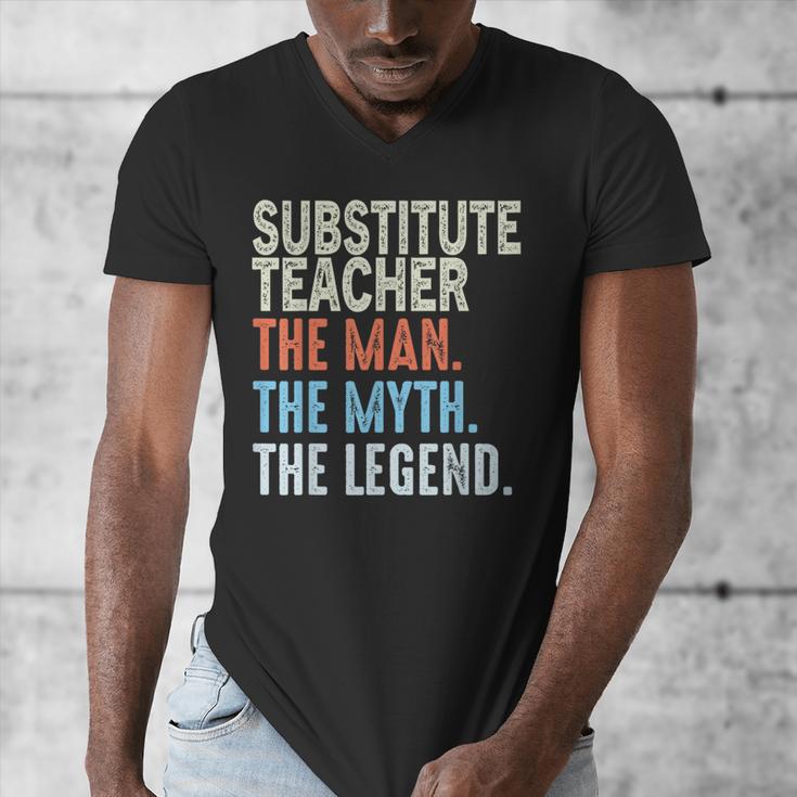 Substitute Teacher Man The Myth The Legend Appreciation Day Men's V-Neck T-Shirt, funny design