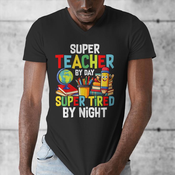 Super Teacher By Day Super Tired By Night Men's V-Neck T-Shirt, Super Teacher Gifts, funny design Super Teacher By Day Super Tired By Night Men's V-Neck T-Shirt, Super Teacher Gifts, funny design