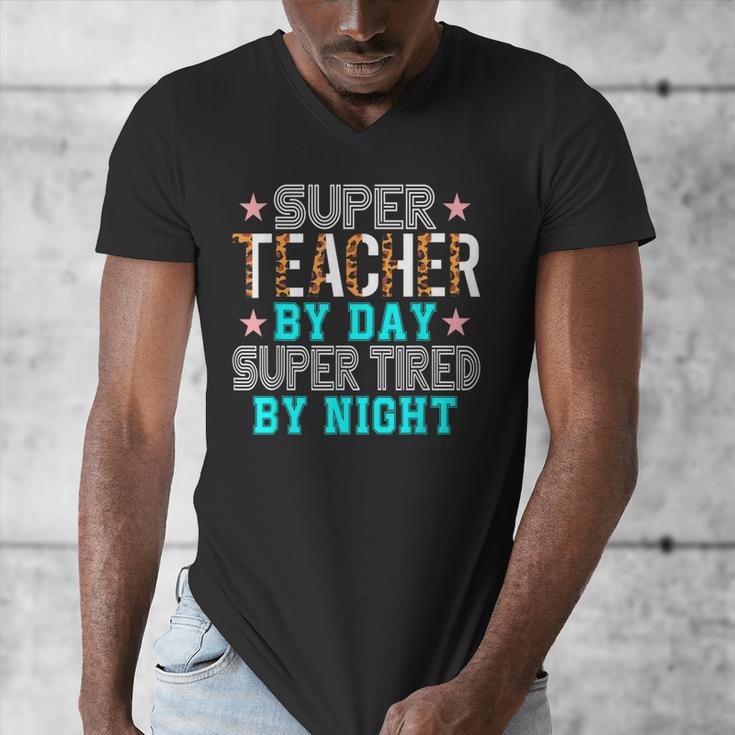 Super Teacher By Day Super Tired By Night Superhero Teacher Men Women Men's V-Neck T-Shirt, Super Teacher Gifts, funny design