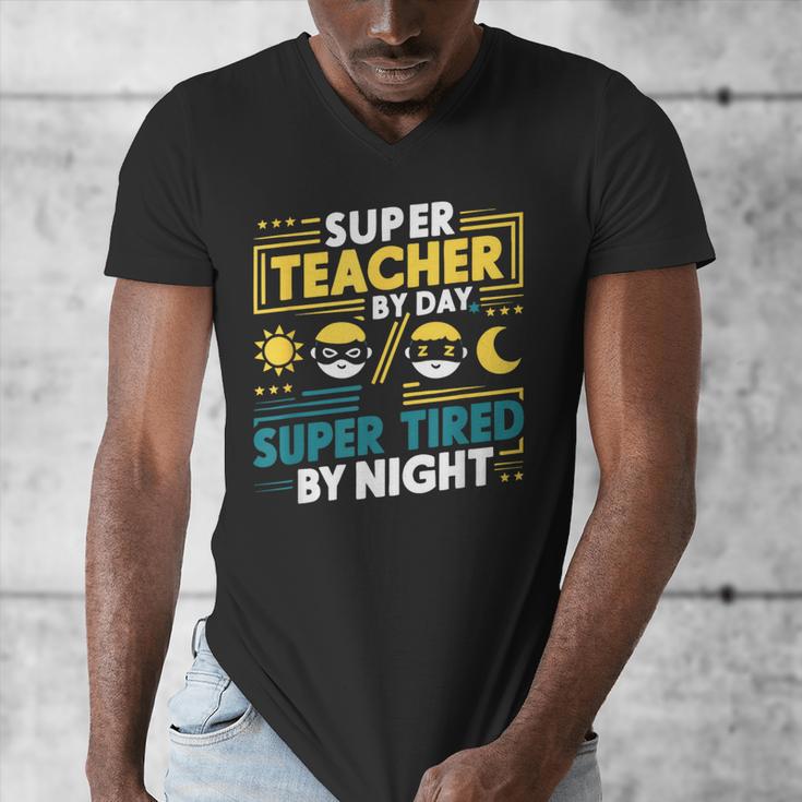 Super Teacher By Day Super Tired By Night Superheroes School Men's V-Neck T-Shirt, Super Teacher Gifts, funny design Super Teacher By Day Super Tired By Night Superheroes School Men's V-Neck T-Shirt, Super Teacher Gifts, funny design