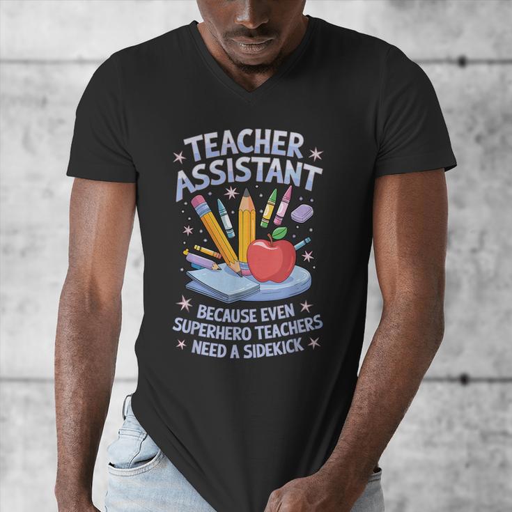 Superhero Sidekick Teaching Teach School Teacher Assistant Men's V-Neck T-Shirt, funny design Superhero Sidekick Teaching Teach School Teacher Assistant Men's V-Neck T-Shirt, funny design