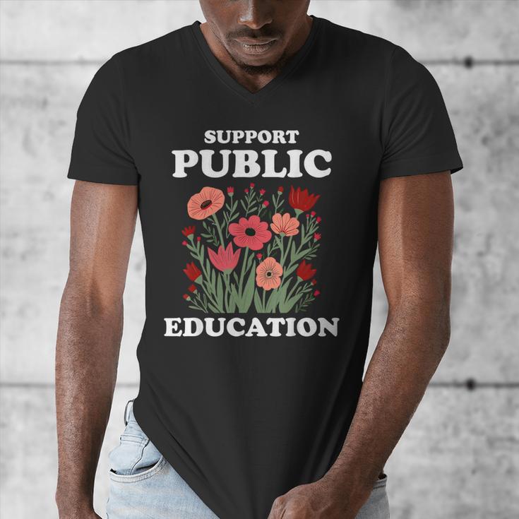 Support Public Education Cute Floral Teacher Red For Ed Men's V-Neck T-Shirt, funny design Support Public Education Cute Floral Teacher Red For Ed Men's V-Neck T-Shirt, funny design