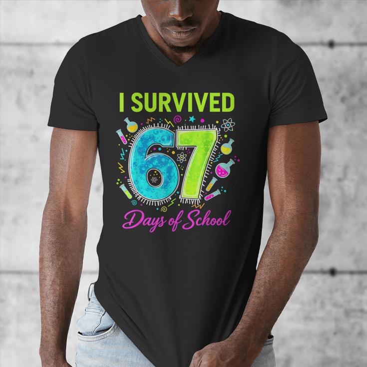 I Survived 67 Days Of School 67 Meme Science Teacher Men's V-Neck T-Shirt, Science Teacher Gifts, funny design