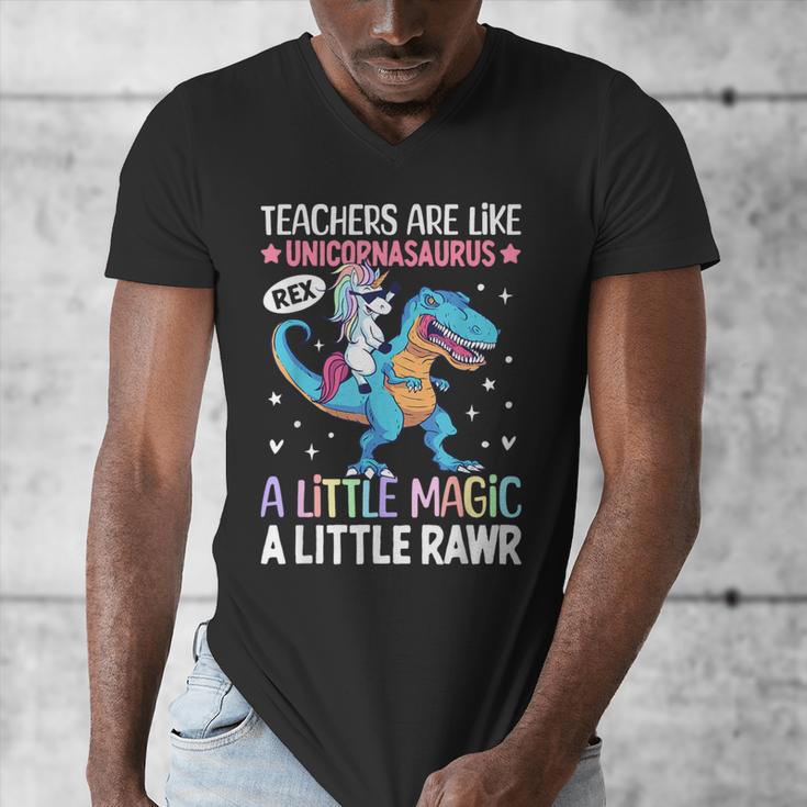 T Rex Dinosaur Unicorn Teachers Are Like Unicornasaurus Rex Men's V-Neck T-Shirt, funny design T Rex Dinosaur Unicorn Teachers Are Like Unicornasaurus Rex Men's V-Neck T-Shirt, funny design
