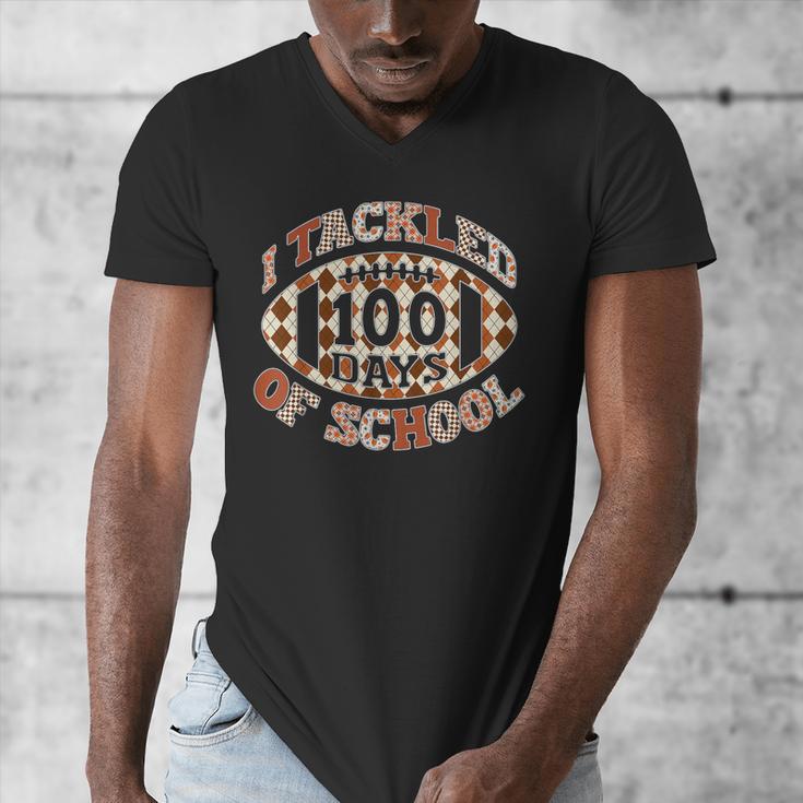 I Tackled 100 Days Of School Football Boys Girls Teachers Men's V-Neck T-Shirt, funny design I Tackled 100 Days Of School Football Boys Girls Teachers Men's V-Neck T-Shirt, funny design