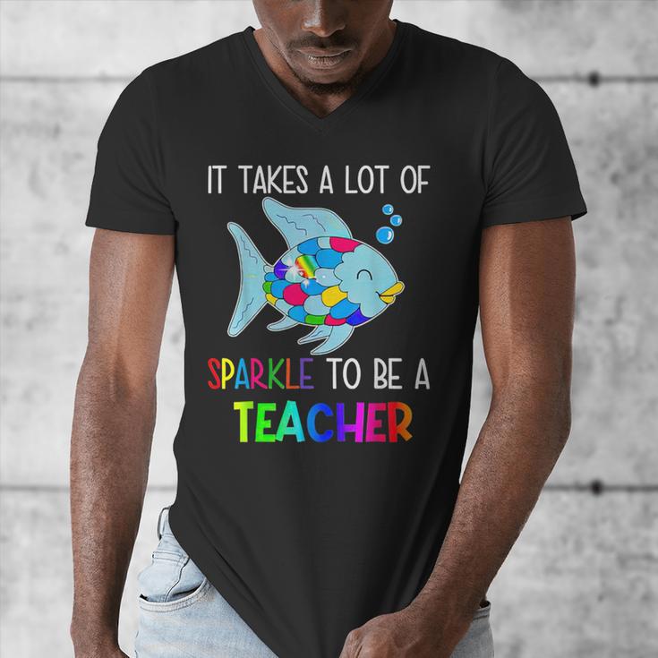 It Takes A Lot Of Sparkle To Be A Teacher Rainbow Fish For Men Women Men's V-Neck T-Shirt, funny design It Takes A Lot Of Sparkle To Be A Teacher Rainbow Fish For Men Women Men's V-Neck T-Shirt, funny design