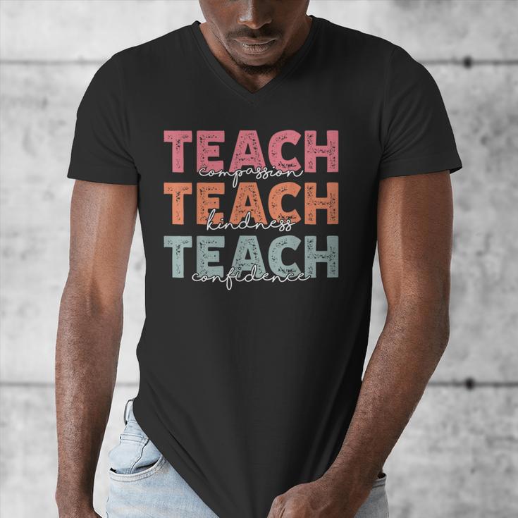 Teach Compassion Kindness Confidence For Teacher Men's V-Neck T-Shirt, funny design Teach Compassion Kindness Confidence For Teacher Men's V-Neck T-Shirt, funny design