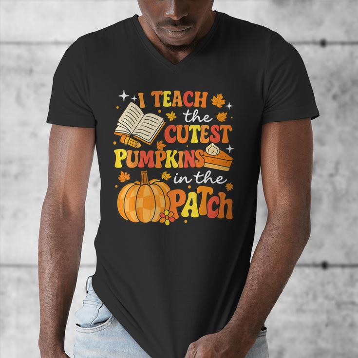 I Teach The Coolest Pumpkins In The Patch Teacher Halloween Men's V-Neck T-Shirt, funny design I Teach The Coolest Pumpkins In The Patch Teacher Halloween Men's V-Neck T-Shirt, funny design