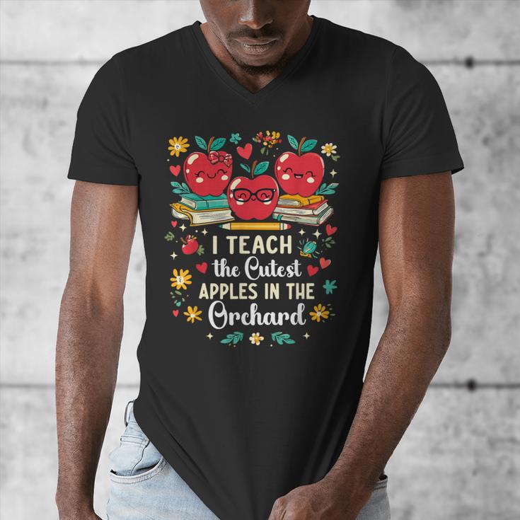I Teach The Cutest Apples In The Orchard Cute Fall Teacher Men's V-Neck T-Shirt, funny design I Teach The Cutest Apples In The Orchard Cute Fall Teacher Men's V-Neck T-Shirt, funny design